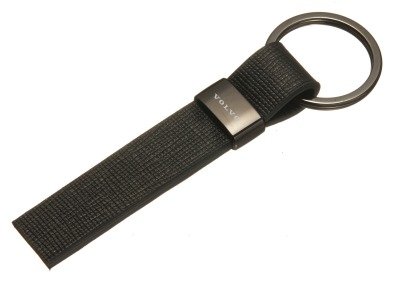 Кожаный брелок Volvo Logo Keychain, Metall/Leather Saffiano, Black/Silver