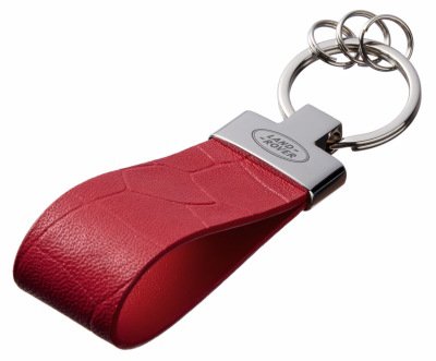 Кожаный брелок Land Rover Premium Leather Keychain, Metall/Leather, Red/Red