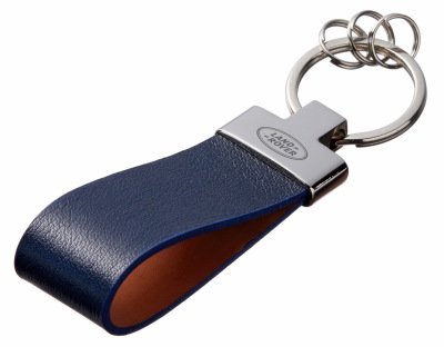 Кожаный брелок Land Rover Premium Leather Keychain, Metall/Leather, Blue/Cognac