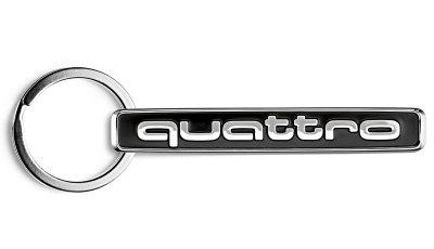 Металлический брелок с карабином Audi Key ring quattro, black/silver
