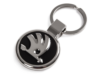 Металлический брелок Skoda Logo Keyring, Silver/Black