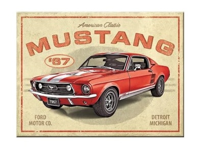 Магнит на холодильник Ford Mustang-GT 1967 Red, Fridge Magnet, 6x8, Nostalgic Art
